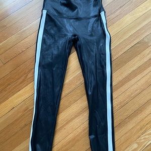 Spanx Leggings - Faux Leather with Racing Stripe